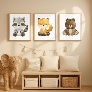 Woodland Nursery Prints Wall Art Gift, Set of 7 Printable Forest Animals Baby Room Decor, Woodland Nursery Decor, Nursery Wall Art to Print