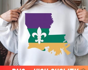 Mardi Gras Louisiana State Map Png, Distressed Mardi Gras Map Fleur De Lis Png, Mardi Gras Png, Louisiana Map Png, Mardi Gras Fleur De Lis