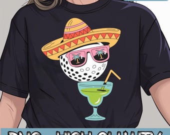 Cinco de Mayo Golf Fun with Sombrero & Margarita Png, Funny Golf Lover Theme for Cinco de Mayo Png, Golf Ball Png, Golf Lover Png