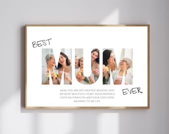 Personalized Mother Photo Collage Gift, Custom Wall Art (Digital Download)
