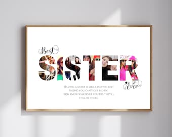 Sister Photo Collage Gift, Personalized Wall Art (Digital Download)