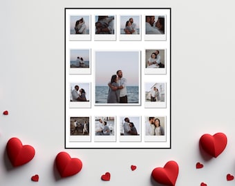 Anniversary Photo Collage Template, Personalized Polaroid Frame (Canva)