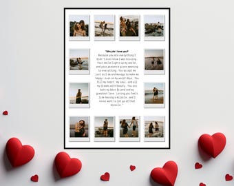 Anniversary Photo Collage Gift, Personalized Polaroid Frame (Canva Template)