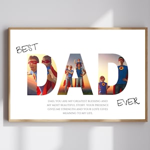 Editable Father Photo Collage Template, Personalized Father Photo Collage Gift, Digital Photo Frame, Canva Instant Download, Custom Wall Art