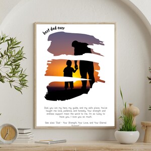 Modello di collage fotografico modificabile per il papà, regalo personalizzato per il papà, cornice digitale, download immediato da Canva, auguri per la festa del papà