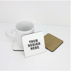 Custom MDF coasters with cork backing 4 x 4 in square - 4 pack