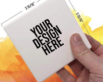 Custom Square Ceramic Coasters: Personalized Photo or Logo, 4-Pack