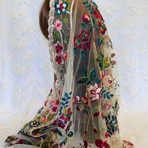 Embroidered Floral Infinity Veil: Catholic Mass Veil image 2