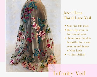 Embroidered Floral Catholic Infinity Veil: Chapel Veil Headcovering