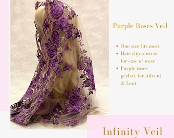 Velo dell'infinito delle rose viola Velo della messa cattolica Quaresima Avvento