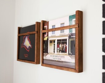 Wooden Vinyl Record Holder: Mid Century Modern Wall Display