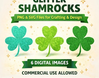Shamrock Glitter Clipart Bundle  PNG SVG Files  St. Patrick’s Day Digital Download