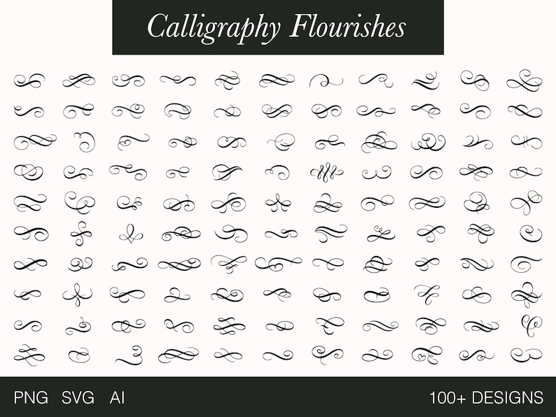 100+ Calligraphy Flourishes | Elegant Swashes & Decorative Elements ...