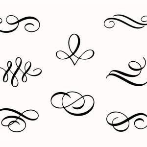 Plus de 100 fleurs de calligraphie | Ornements décoratifs et éléments décoratifs élégants | Fichiers numériques SVG, PNG