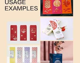 Orientaliska ramar vektorpaket, kinesiska gränser, etiketter (digital fil, PNG, SVG, EPS, Ai)