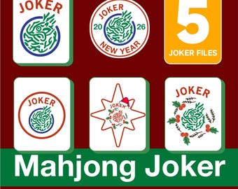 Imágenes prediseñadas de fichas de Mahjong Joker – Pegatinas digitales para juegos de casino (svg, png, pdf, ai, eps, dwg)