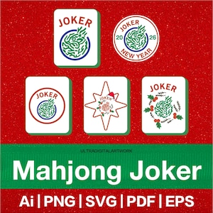 Mahjong Joker SVG - Mahjong Tile Clipart, Digitale Aufkleber, Mahjong Shirt Design, Instant Download