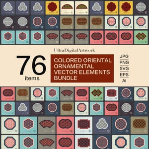 Paquete de marcos orientales, etiquetas, bordes, marcos decorativos, imágenes prediseñadas de marcos de etiquetas, pancartas de Cricut (archivo digital vectorial, PNG, SVG, PDF, EPS, AI)