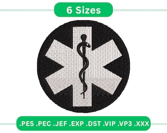 Star of Life Embroidery Design - Medical Symbol with Rod of Asclepius - EMT EMS Paramedic Doctor Nurse Instant Download.