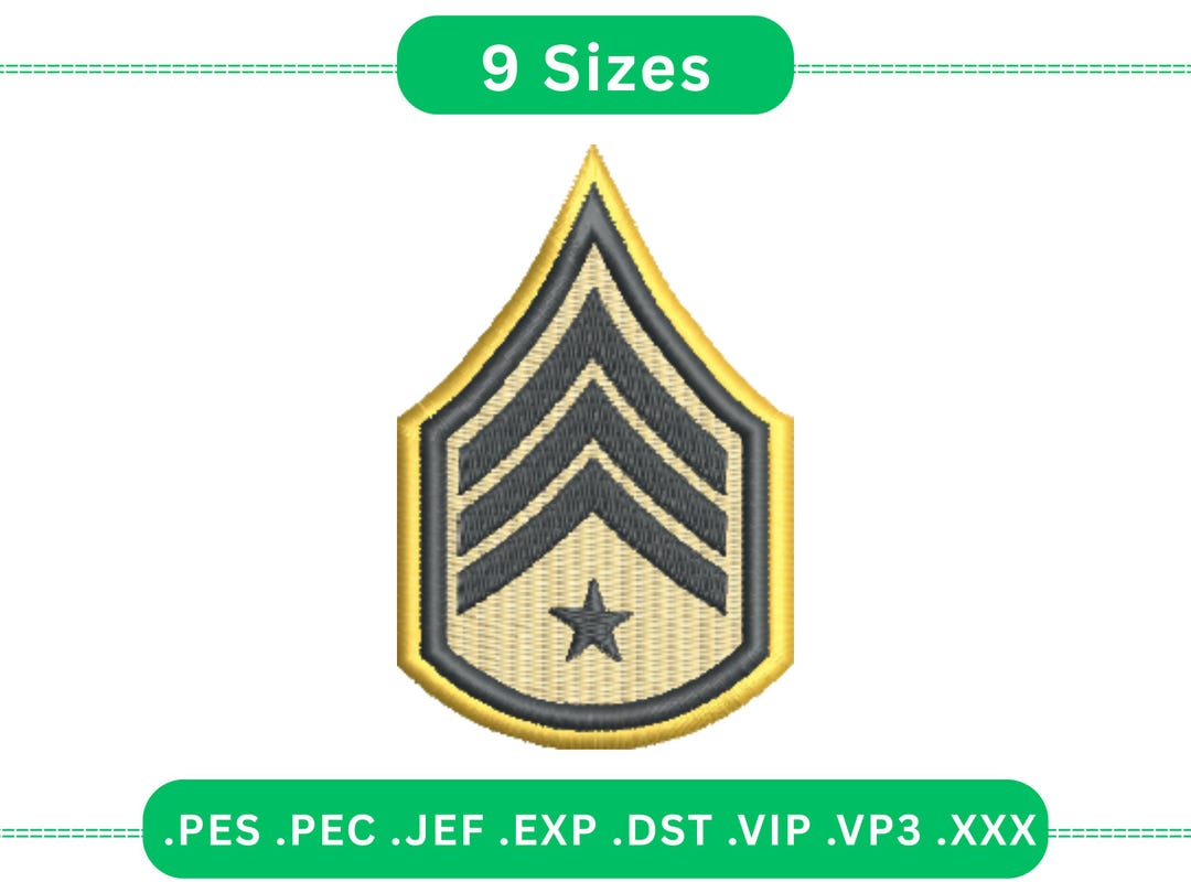 Step Sergeant Sign First Sergeant / Master Sergeant Military Rank Embroidery Design, Army ...