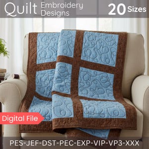 Mittens Swirls Machine Embroidery Quilt Block | Single-Run Continuous Stitch E2E Quilting Designs | 20 Sizes