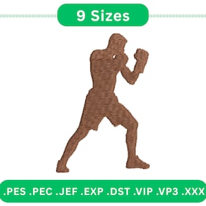 Boxer Embroidery, Boxing Stance, Combat Sports, Machine Stitch, Instant Download, Fitness Design, Gym Wear, Martial Arts, Boxing Art, Athlete Ready, Sports Motivation, Nine Sizes, Embroidery File, Fighter Symbol, Workout Gear