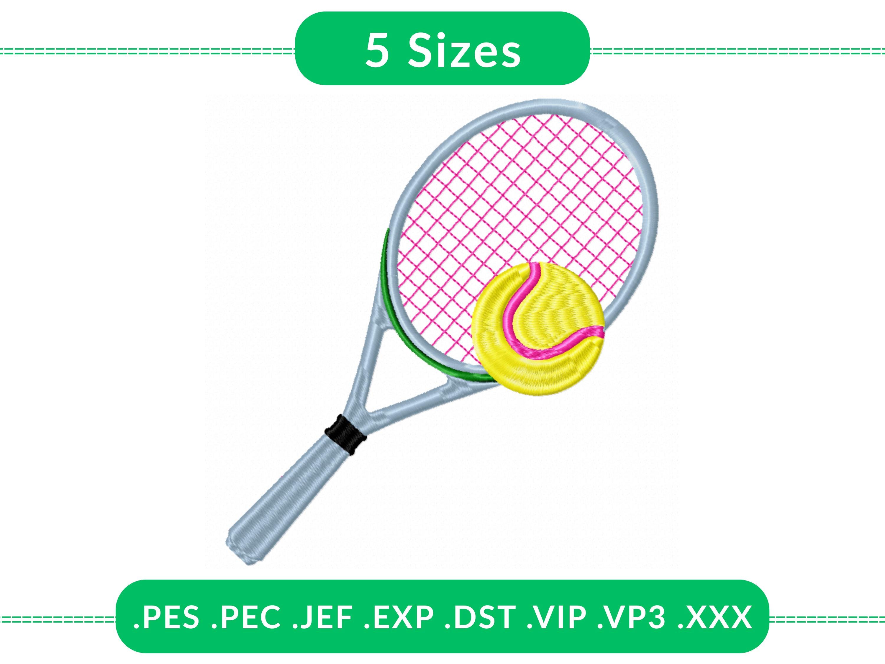 Tennis Racket and Ball Embroidery Design - Sporty Equipment Machine Embroidery Pattern.