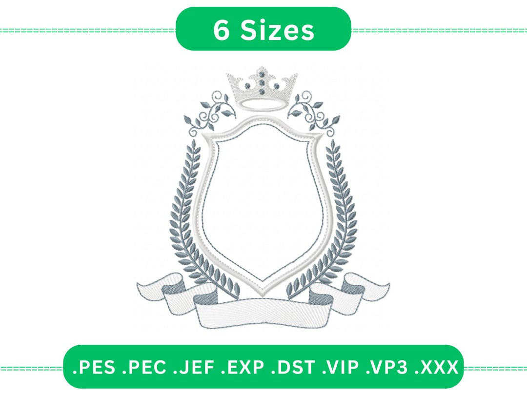 Royal Crest Frame Embroidery Design | Crown Monogram Frame | Elegant ...
