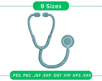 Stethoscope Embroidery Design, Medical Healthcare Hero Digital Download, Doctor Nurse EMT Gift, Multiple Sizes, Machine Embroidery