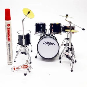 Miniature Drum Set Replica Mini Drum Kit Zild jian Birthday Gift Instrument Music Display Souvenir 1:12