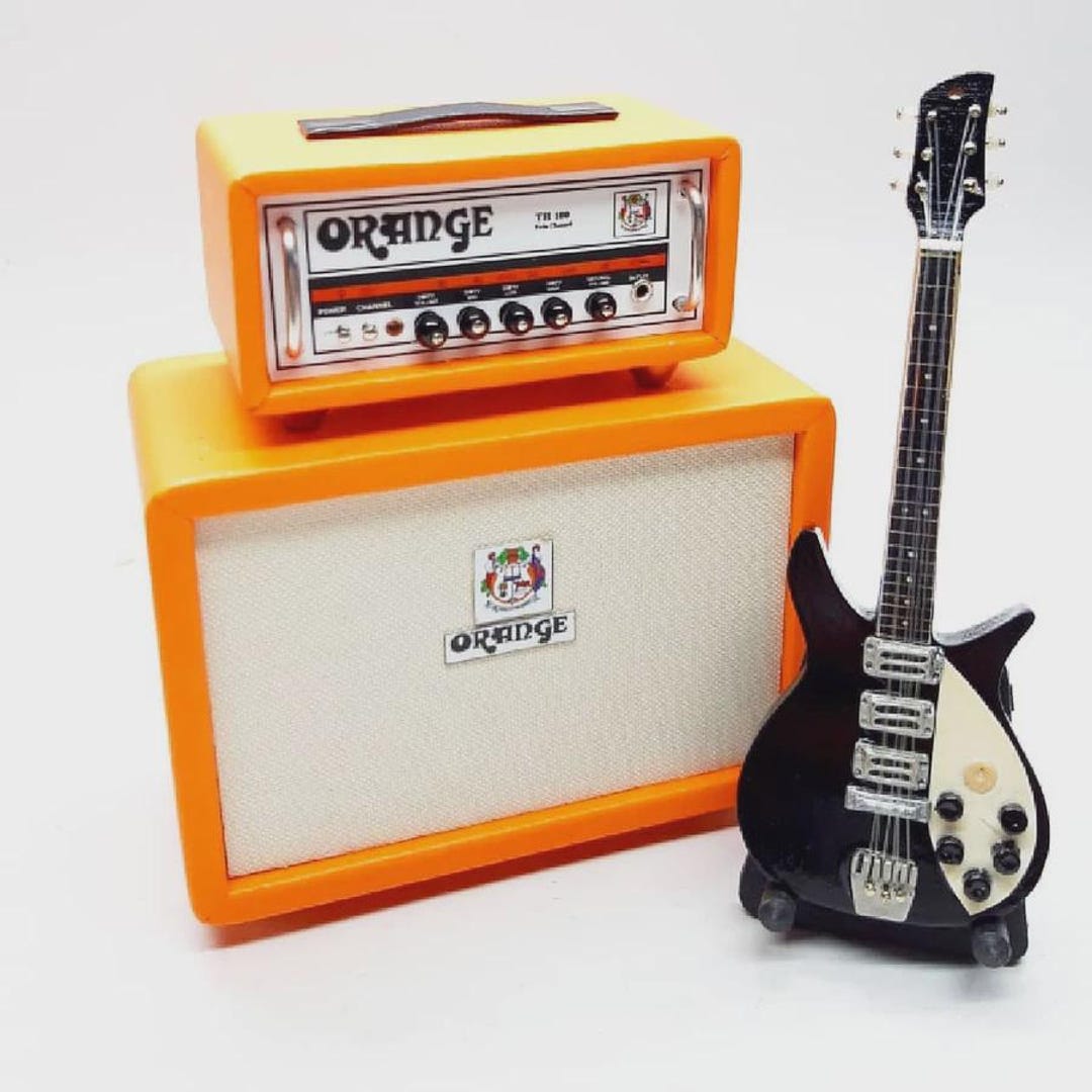 Miniature Guitar Rickenbacker John Lennon 355 and Orange Amplifier ...