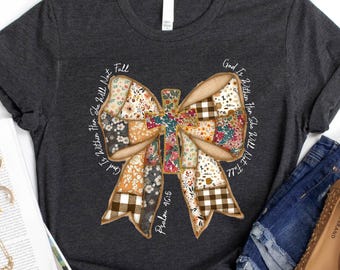 Coquette Christian Shirt, Bible Verse Bow Sweatshirt, Religious Sweater for Church, Gift for Her, Faith Sweatshirt, Religious Women T-Shirt