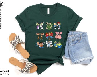 Toy Story Coquette Bows Shirt, Disney Characters Sweatshirt, Woody Buzz Jessie Bo Peep T-Shirt, Disneyland Matching Family Trip Gifts