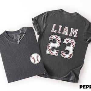 Custom Baseball Shirt, Personalized Name and Number Tee, Baseball Family Shirt, Game Day Family Tee, Back and Front Sport Comfort Colors Tee