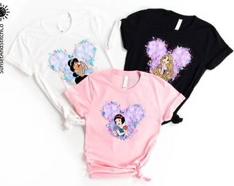 Disney Princess Shirt, Floral Mickey Head Shirt, Disney Castle T-Shirt, Watercolor Disney T-Shirt, Girls Trip Matching Tee, Birthday Girl