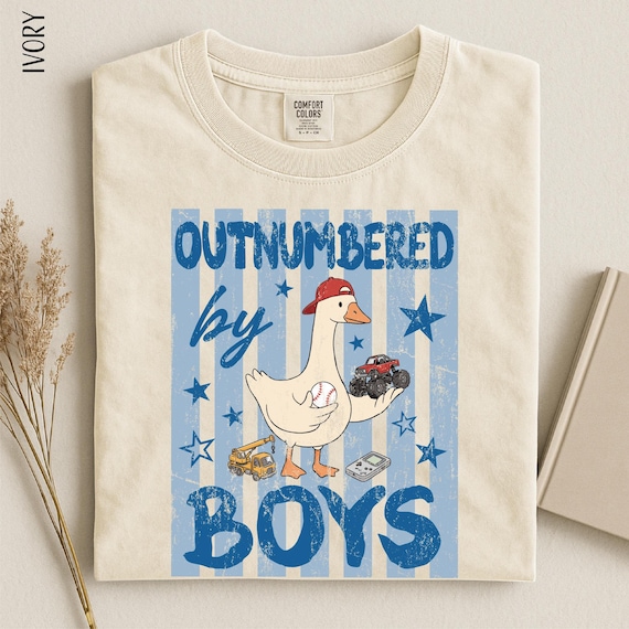 Boy Mom Goose Shirt, Outnumbered By Boys Funny Tee, Cute Gift For Mom Of Sons, Chaos Coordinator Comfort Colors T-Shirt