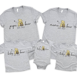 Custom Family Bear Matching Shirt, Est Year Mama Bear-Papa Bear-Baby Bear Shirt, Baby Shower Shirts, New Mom Sweatshirt, Custom Year T-Shirt