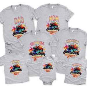 Monster Truck Matching Birthday Family Shirt, Birthday Boy Sweatshirt, Birthday Kid T-Shirts, Birthday Party Shirt, Race Crew Shirt