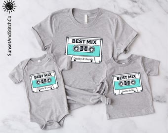 Custom Best Mix T-Shirt, Cassette Tape Sweatshirt, Daddy and Me Shirt, Mixtape Sweater, Customizable Family T-Shirt, Shirt for Kids