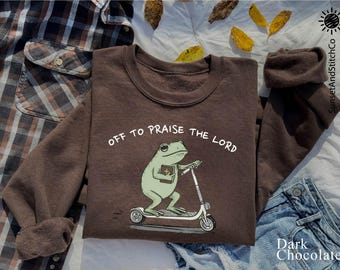Christian Frog Sweatshirt, Off To Praise The Lord Shirt, Funny Frog Sweater, Bible Verse T-Shirt, Faith Humor Sweatshirt, Frog Lover Tee