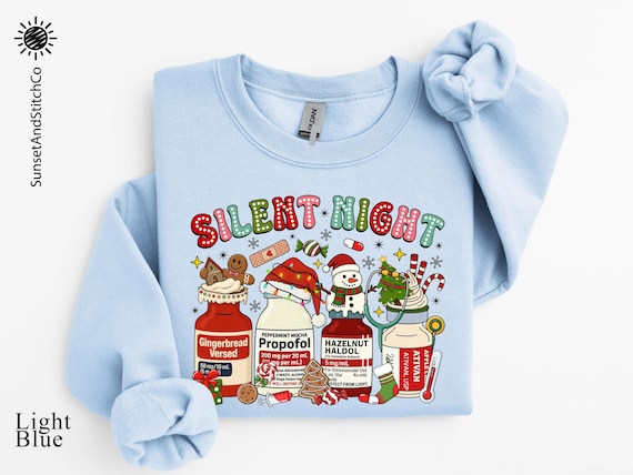 Silent Night Christmas Sweatshirt, Christmas Nurse Sweater, ICU Nurse T-Shirt, Holiday Shirt, Funny Medical Christmas Tee, Gift for Nurse