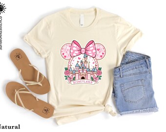 Disneyland Castle Rose Minnie Mouse Bow Shirt, Magic Kingdom Shirt, Disney Friends Matching Shirt, Birthday Girl Shirt, Women Sweatshirt