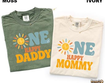 One Happy Boy Birthday Shirt, 1st Birthday Family Matching Top, First Trip Around the Sun Tshirt, Comfort Colors Sunshine First Birthday Tee