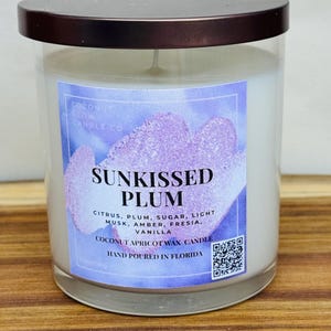 Citrus Plum Scented Candle: Coconut Wax, Wood Wick