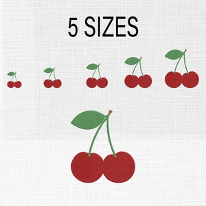 Mini Cheery Embroidery Design Red Cherry Embroidery Design Fruits Embroidery Design Mini Fruit Embroidery Designs 5 Sizes