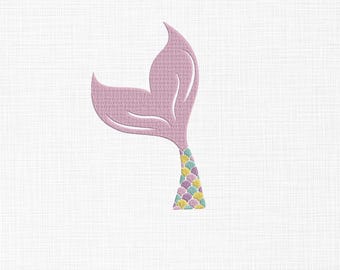 Diseño de bordado de cola de sirena, 5 tamaños (descarga digital)