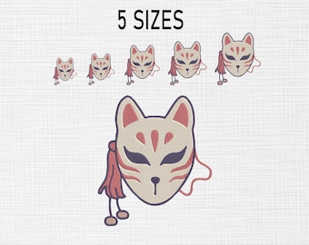 Kitsune Mask Embroidery Design, Japanese Icon (5 Sizes) (Digital Download)