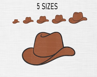 Cowboy Hat Embroidery Design: 5 Sizes (Digital Download)