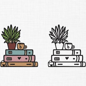 Books Embroidery Design Floral Book Embroidery Design Books lover Embroidery Design Books Machine Embroidery 5 Sizes Digital Files