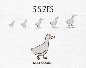 Silly Goose Embroidery Design, Animal Pattern (5 Sizes) (Digital Download)